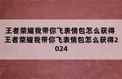 王者荣耀我带你飞表情包怎么获得 王者荣耀我带你飞表情包怎么获得2024